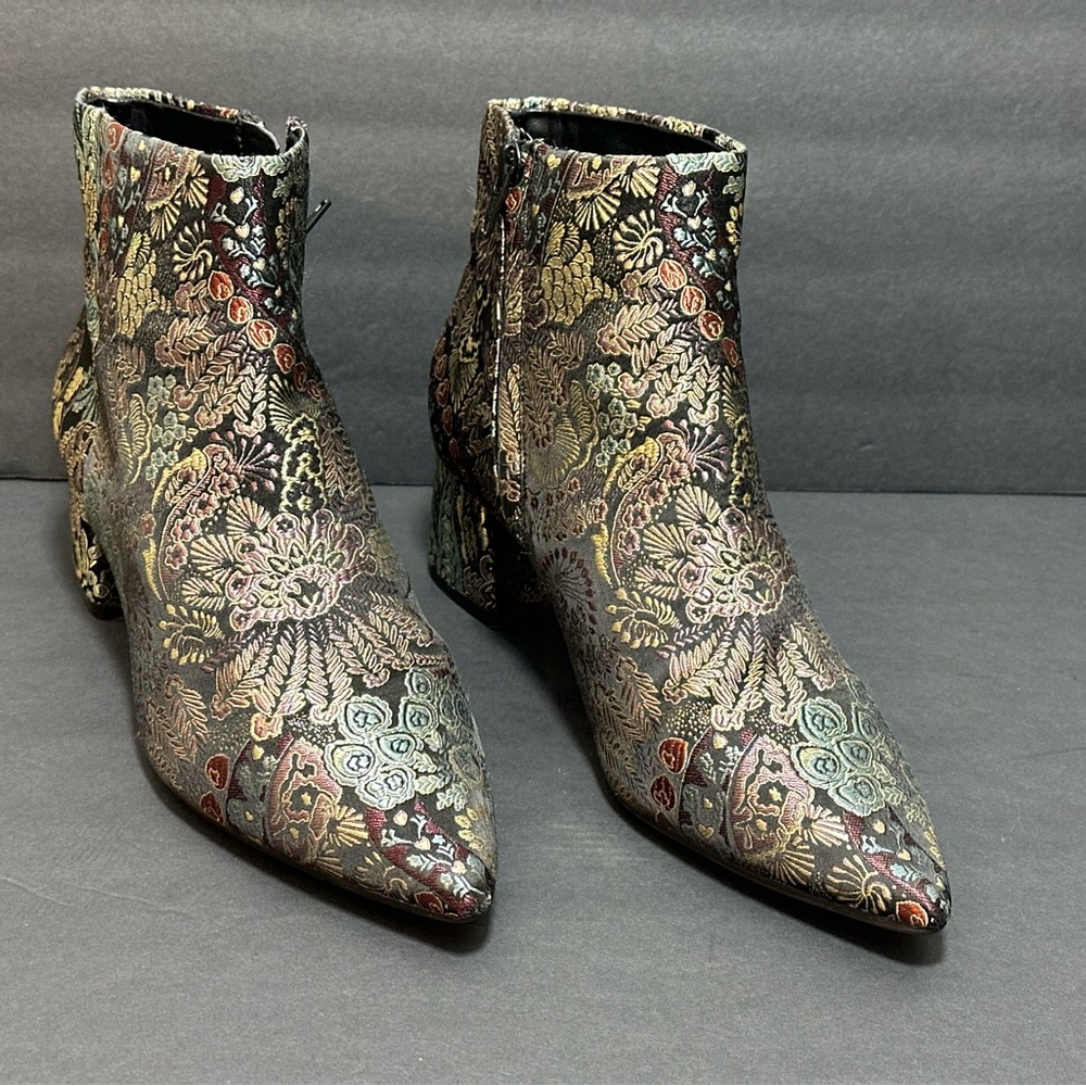 Alex Marie Brocade Ankle Boots – Size 8M – Floral Jacquard Heels - Picture 3 of 9